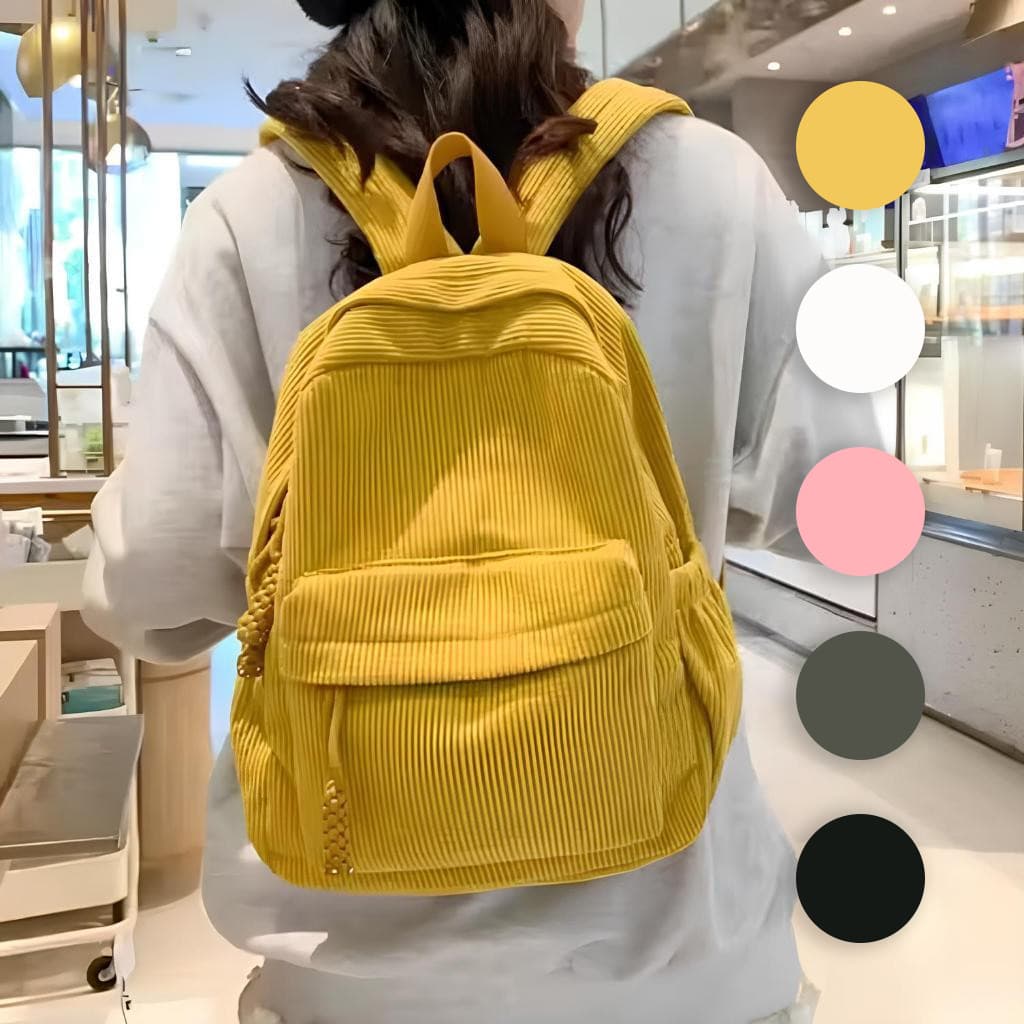 Mochila Veludo Cotelê Para Estudantes Viagem Estilosa