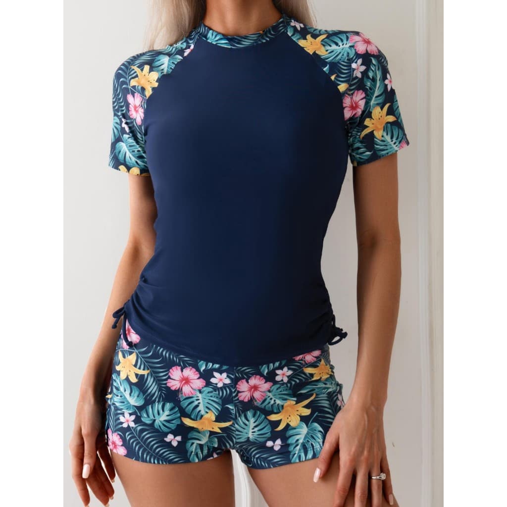 Europeu americano comércio exterior pedido Original exportação maiô feminino Split Boxer manga curta conservador esporte