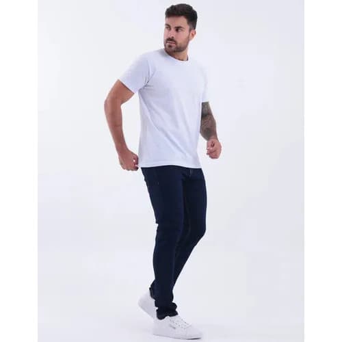 Calça Skinny Preta Masculina Jeans Com Elastano Lycra