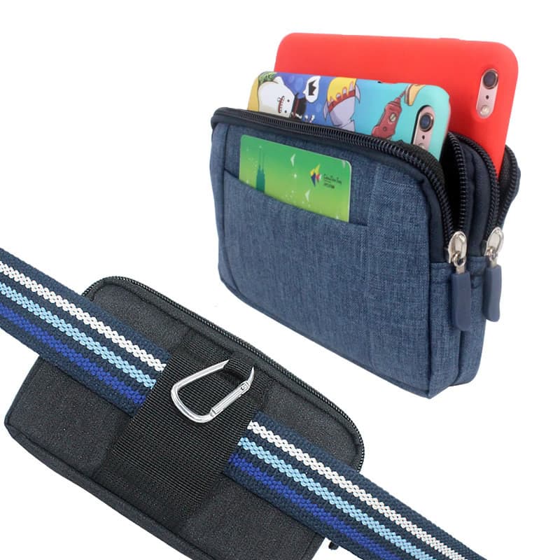 Denim dupla camada saco do telefone móvel pendurado saco de cintura usando cinto masculino idosos estilo Horizontal verã