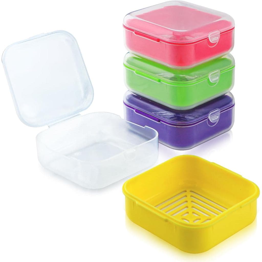 Conjunto de 4 Porta-Sabonetes com Tampa, Mini Estojo de Viagem para Sabonete, Porta-Sabonete Portátil, Estojo de Viagem