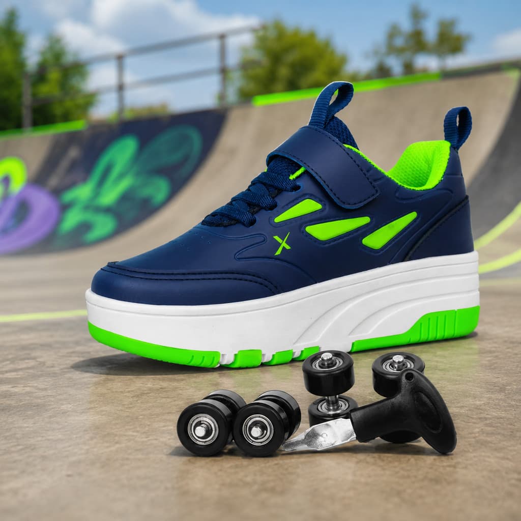 Tênis Infantil Patins De Rodinha Skatenis Unissex Criança Skate Diversão Brinquedo Macio Calce Facil