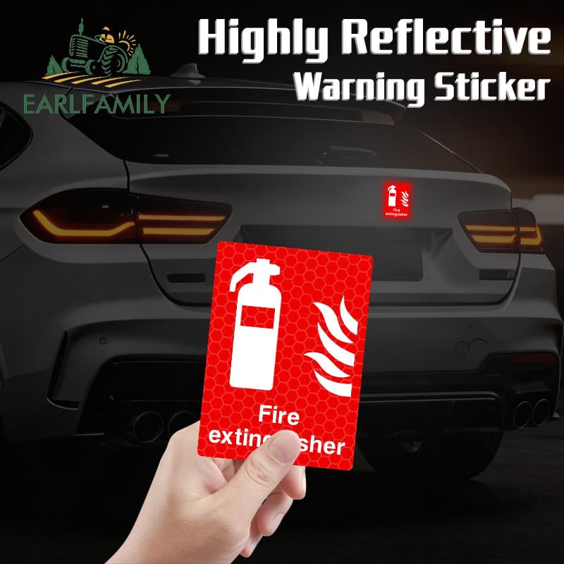 EARLFAMILY Localização Do Extintor De Incêndio Sinal De Segurança Reflexivo E Mangético Adesivos De Carro À Prova D'água