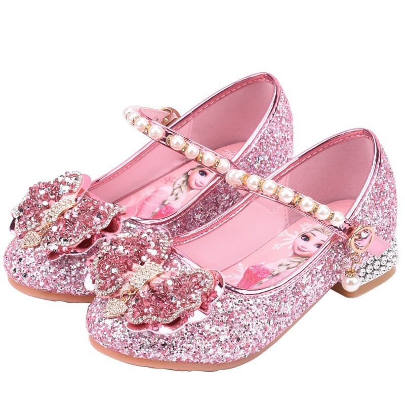 Sapatos De Princesa Para Meninas Borboleta Cristal Sola Macia Outono Salto Alto Infantil & -