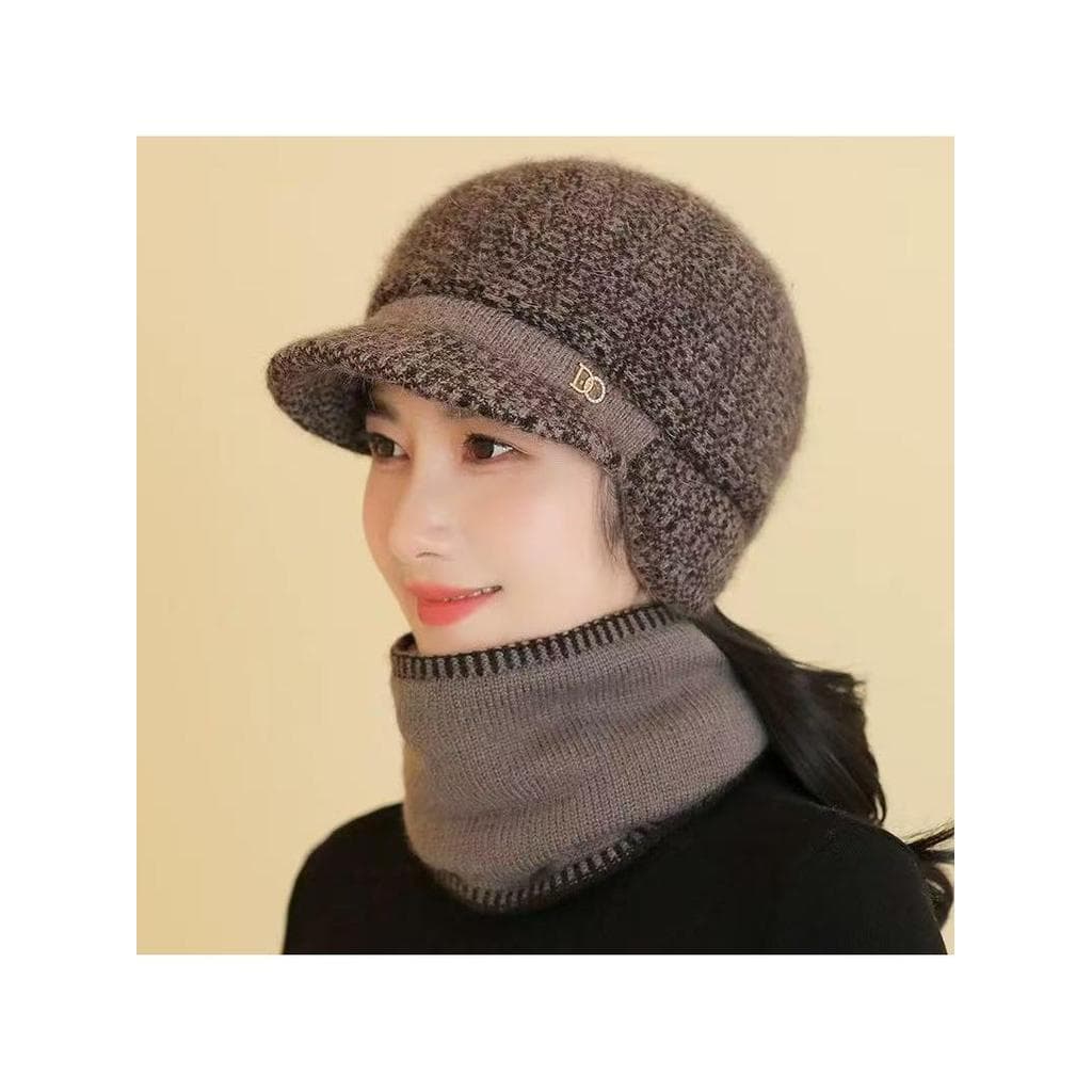 W inverno meia-idade idosos chapéu feminino proteção de orelha lã malha chapéu velha senhora quente algodão chapéu avó m