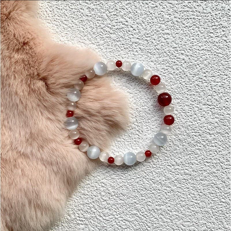 Maquiagem vermelha dar-lhe novo estilo chinês ágata vermelha lichia congelado olho de gato frisado pulseira Retro requin