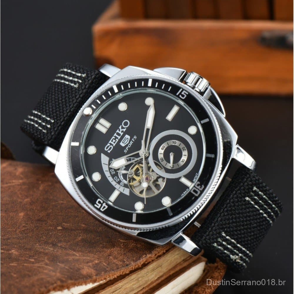 Relógio Mecânico Automático de Luxo SEIKO 5 para Homens Esportivos