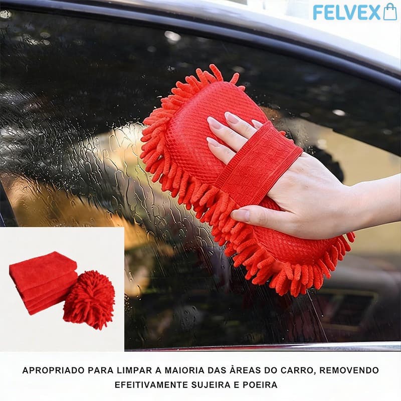 [FEL] Kit 6 Luva de Microfibra para Lavagem de Carro, Luvas de Limpeza Chenille Ultra Macia