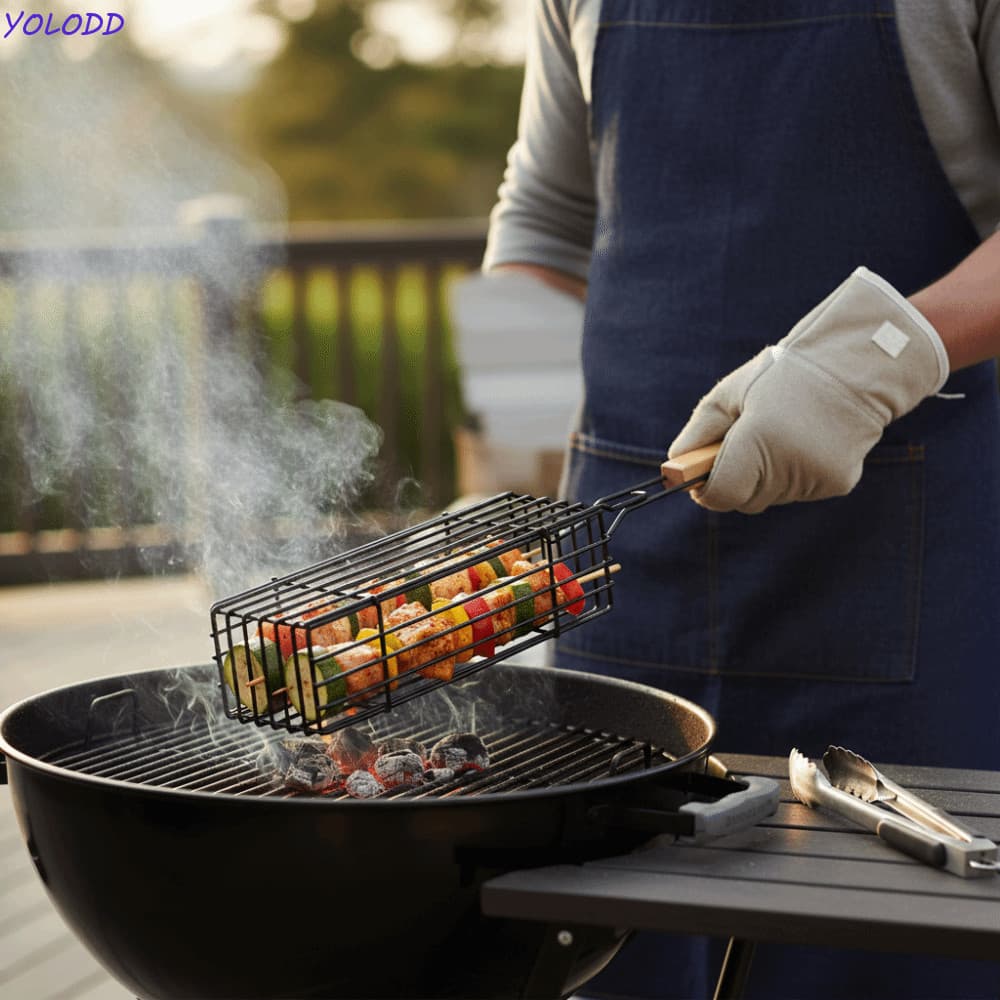 Gaiola Para Churrasco Yoloqx , Clipe De Malha Salsicha Antiaderente Vegetal