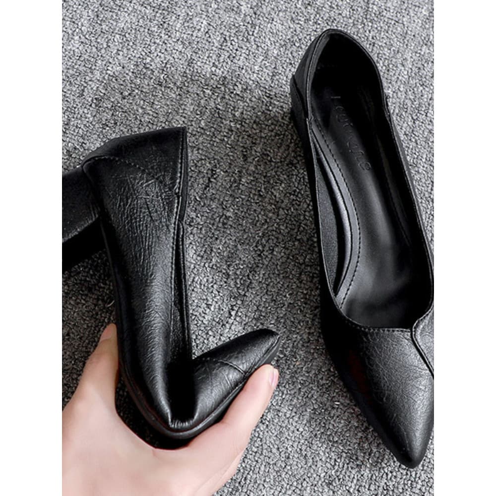 Sapatos únicos femininos de salto grosso 2022 outono novo estilo couro macio dois Wear 3cm sapatos de salto pequeno 5cm