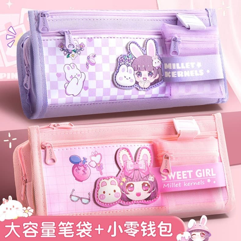 Estojo de lápis de grande capacidade Estojo de lápis estilo meninas Bolsa de papelaria para meninos Estilo japonês simpl