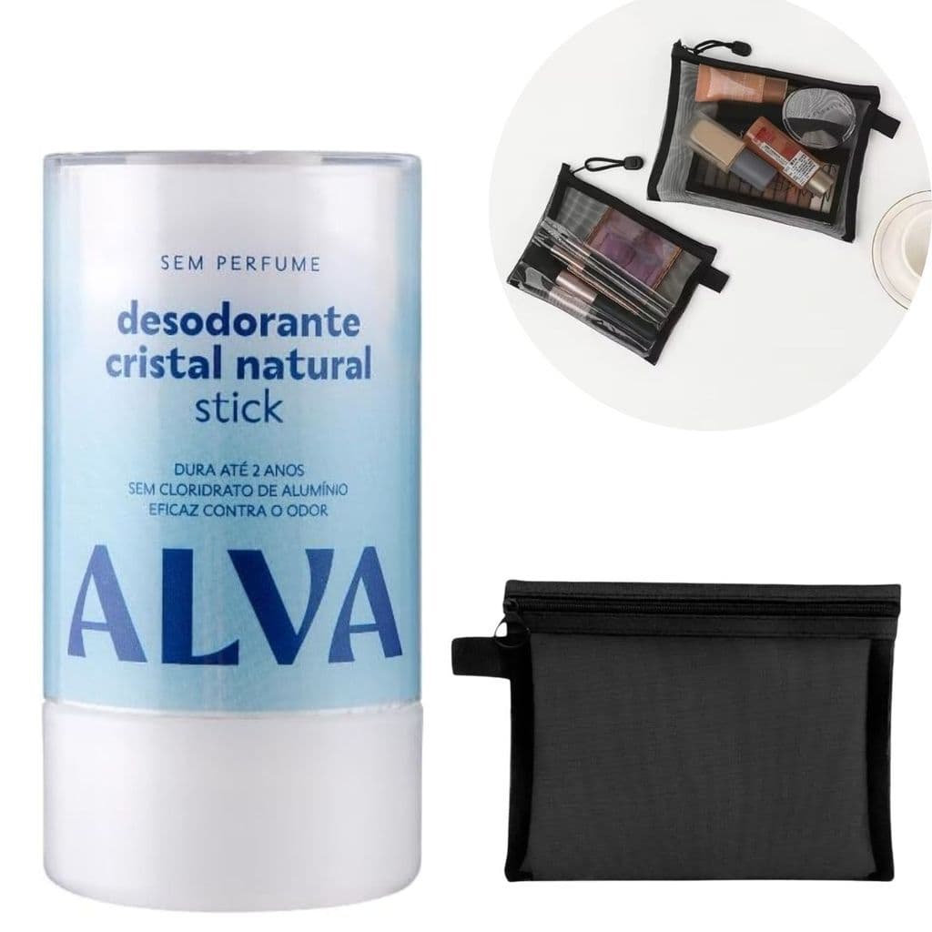Desodorante Alva 120g pedra stick cristal vegano Sem Parabenos Sem Perfume + Estojo