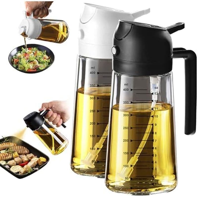 Pulverizador De Azeite De Vidro TrendPlain 16 Onças/470 Ml Para Cozinhar-Frasco Dispensador De 2 Em 1 Utensílios De Cozi