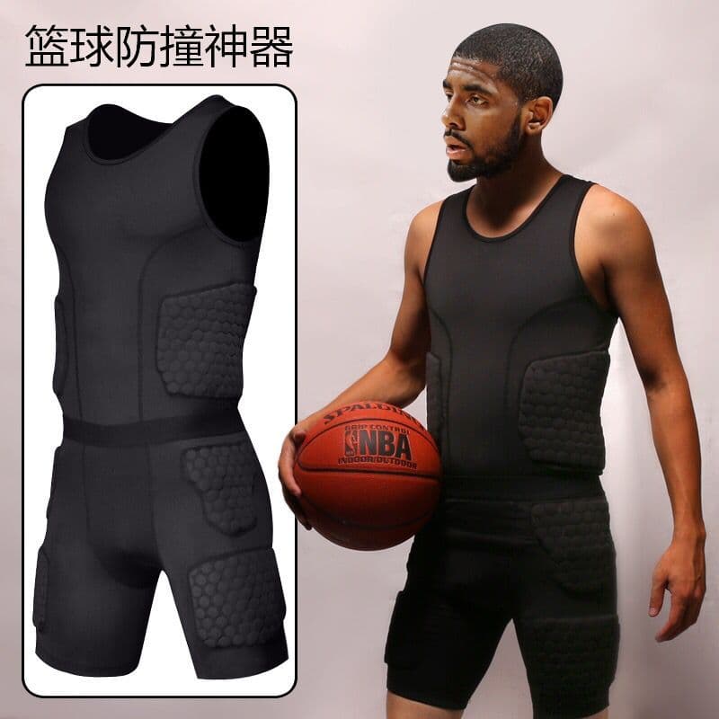 Treinamento ao ar livre favo de mel Anti-colisão roupas de manga curta roupa interior collants basquete colete protetor