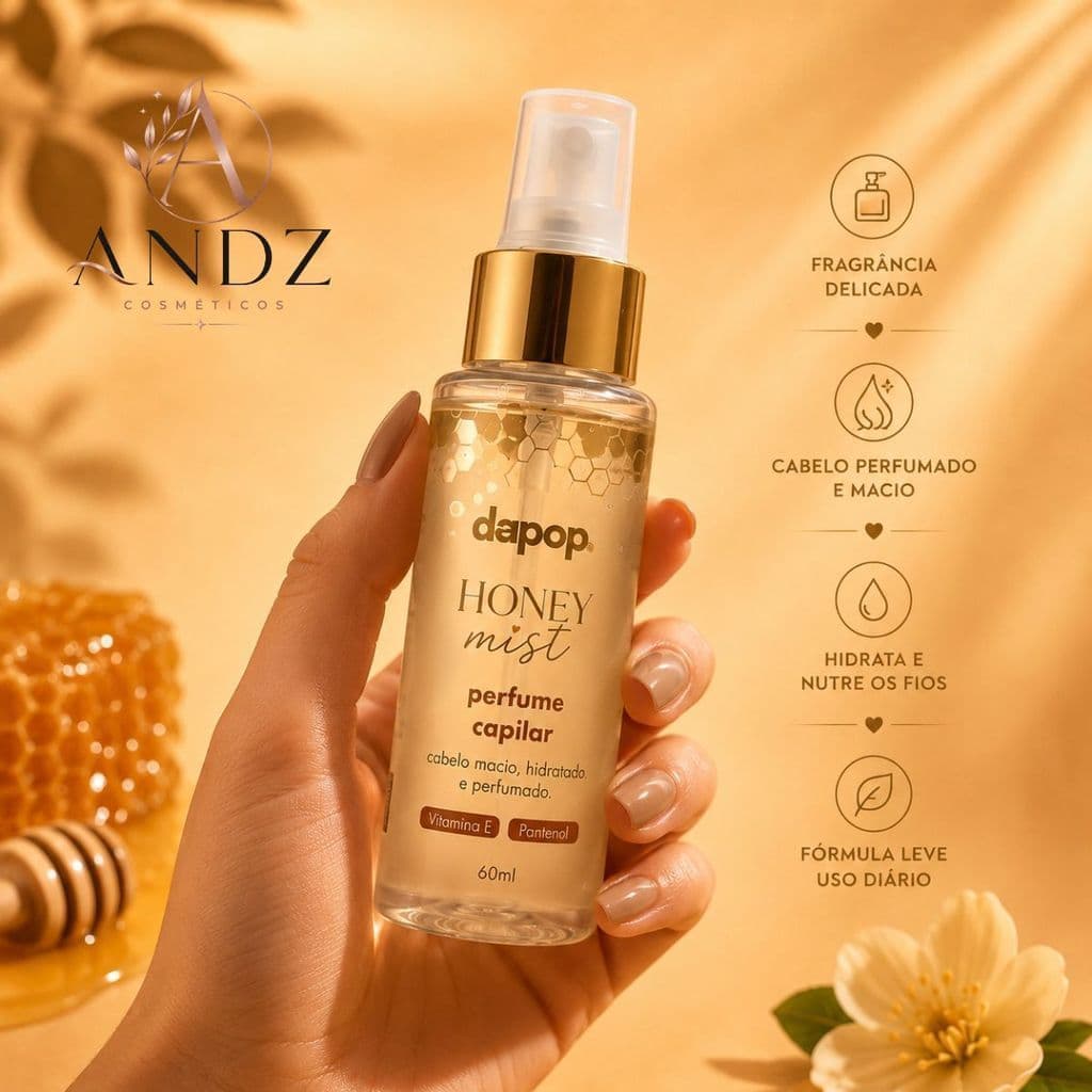 Perfume Capilar Honey Mist Dapop Brilho Perfume Proteção Hidratante Cabelos