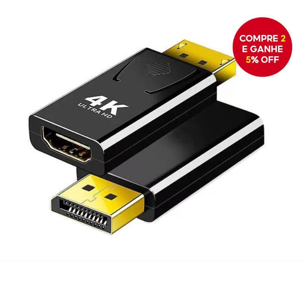 Adaptador HDMI para DP: Cabo conversor de vídeo e áudio Display Port para HDMI 4K para PC, TV, laptop, projetor