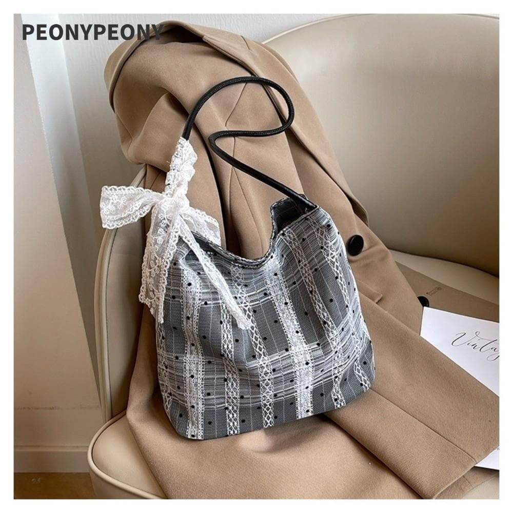 Bolsa PEONY Nas Axilas , Feminina Versátil E Elegante Balde Estilo Coreano Com Estampa De Bolinhas
