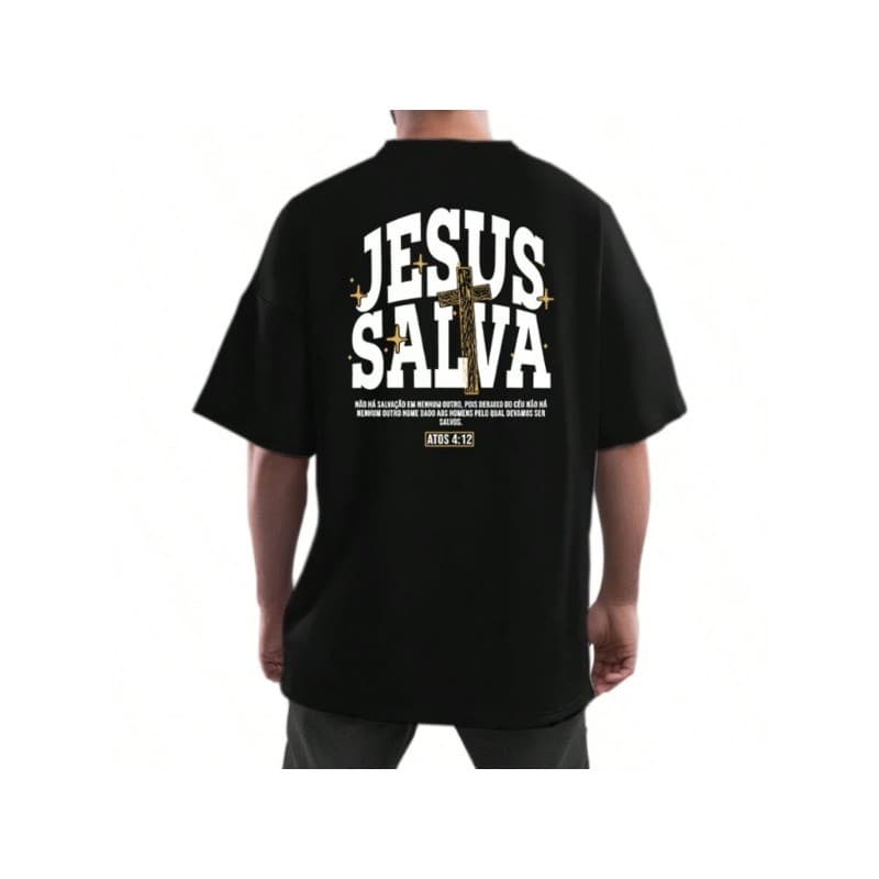Camiseta Unissex Gospel Oversized Estampa Jesus Redentor