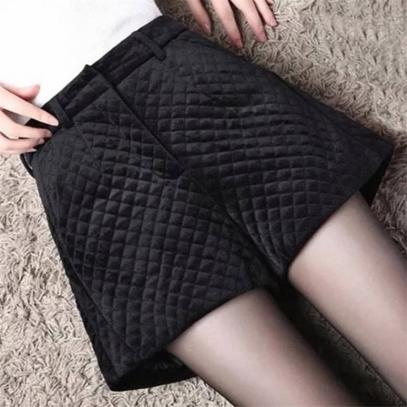 Ouro veludo engrossado Shorts exterior Wear 2025 novo estilo outono inverno moda All-Match perna larga solta cintura alt