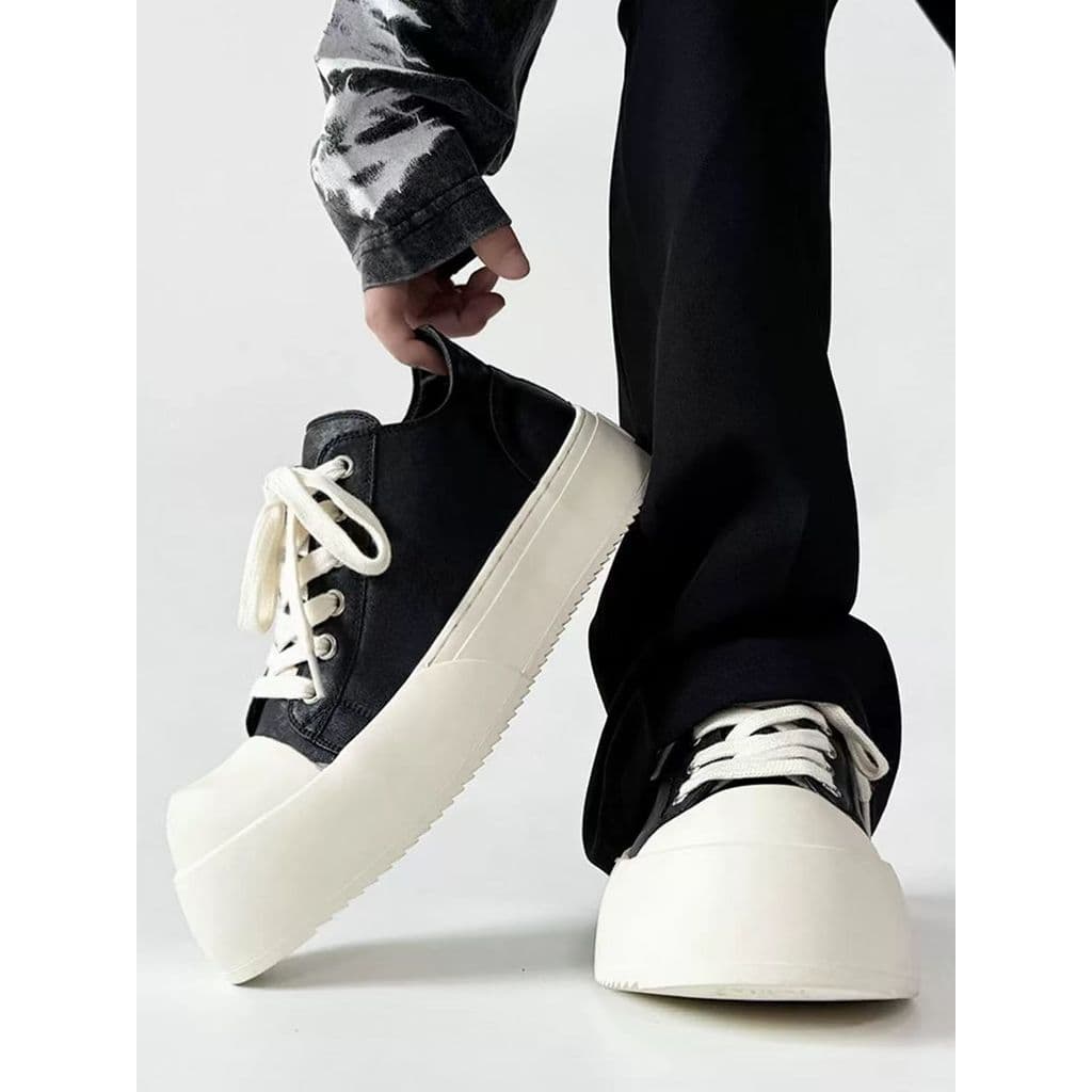 Zhu Zhengyan Wang Linkai Minimalista Big Toe Tênis Homens Mulheres High Street Sola Grossa Aumentando Derby Sapatos Na M