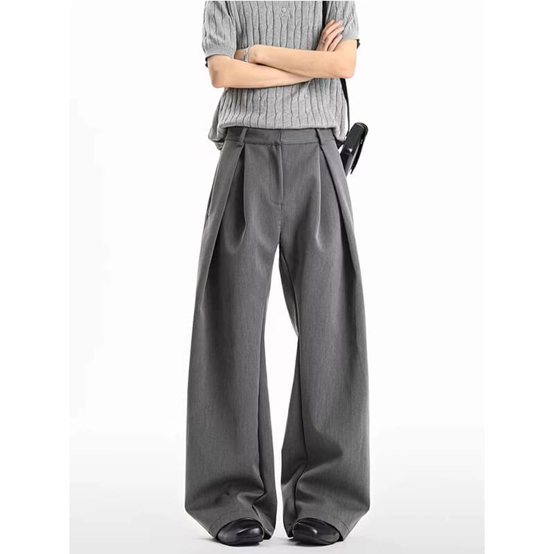 Estilo americano tridimensional linha A perfil dupla camada plissada calças masculinas soltas cleanfit mais magro olhar