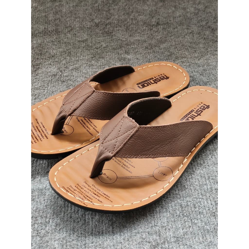 Chinelos de couro de verão chinelos de couro masculino praia sandálias casuais Sli