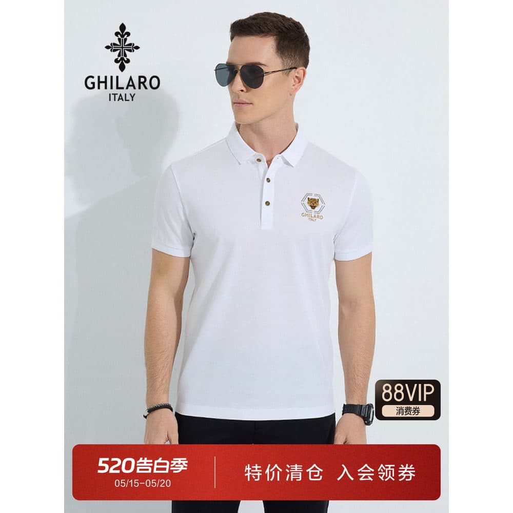 Radi Bolle Marca Gulao Ginano 2025 Verão Novo Estilo Bordado Lapela Fina Camisa POLO de Manga Curta
