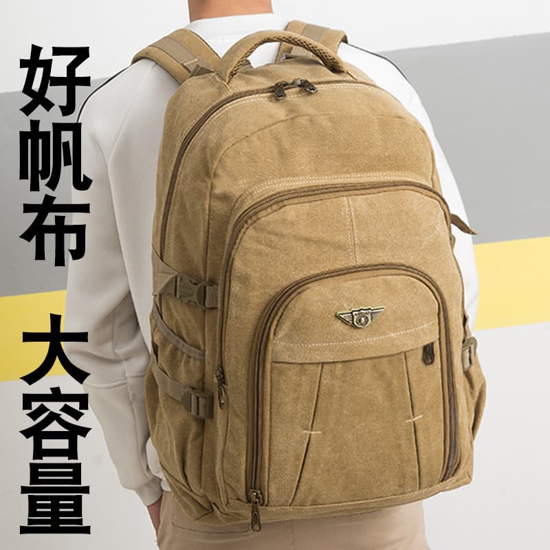 Mochila de lona grossa mochila masculina ao ar livre grande capacidade saco de montanhismo Retro saco de viagem saco de