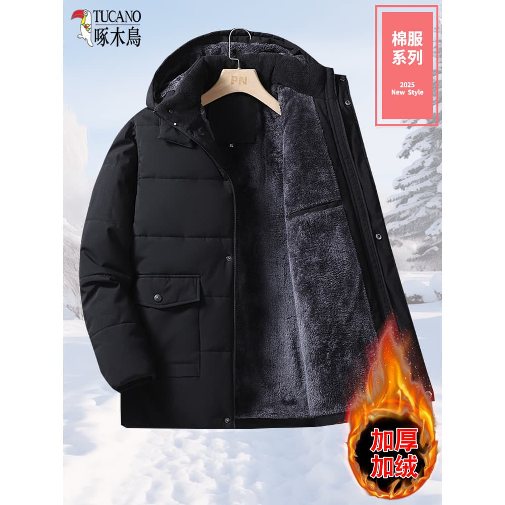 Pica-pau jaqueta acolchoada de algodão masculina idosa de meia-idade inverno acolchoada de lã espessada pai algodão @