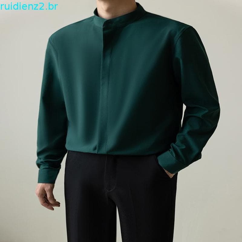 Csa Woodpecker Masculina Novo Estilo Chinês Luz Estilo Maduro Versão Coreana Masculina m-fit Csa Sem Ferro Gola