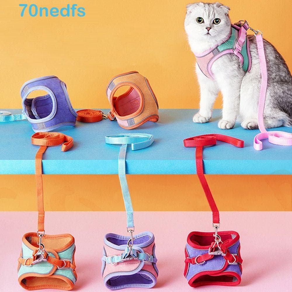NEDFS Arnês Para Gatos Pequeno E Médio , Coleira Ajustável Cães , Coelho , Colete Respirável Animais De Estimação Ao Ar
