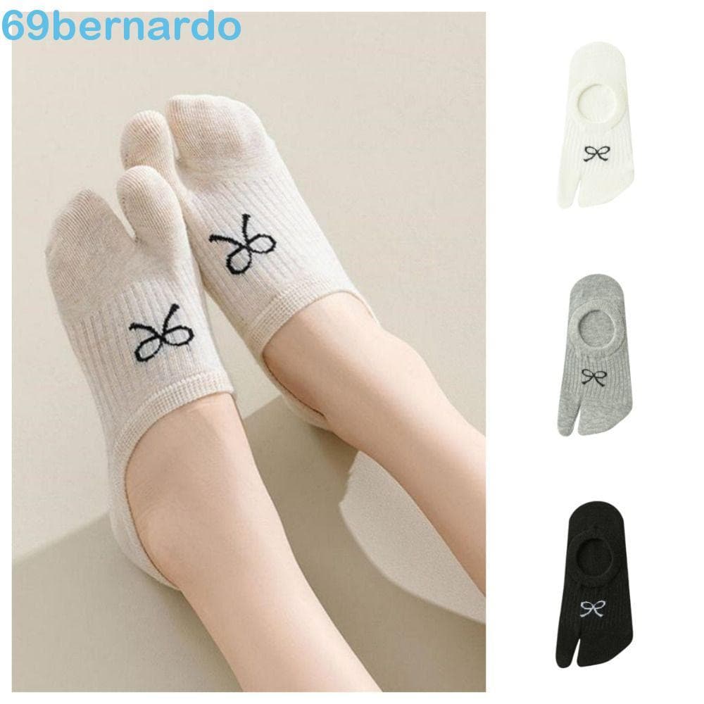 BERNARDO 3 Pares De Meias Com Laço Doce , Respiráveis Antiderrapantes De Dois Dedos Para Barco Divididas No Tornozelo
