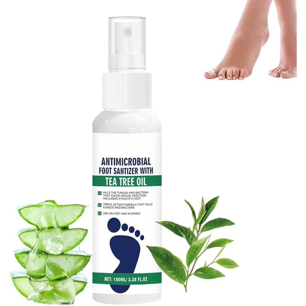 Spray Desinfetante para os Pés com Óleo de Tea Tree, Antimicrobiano, Anti-Odor e Hidratante, Refrescante Natural, para H