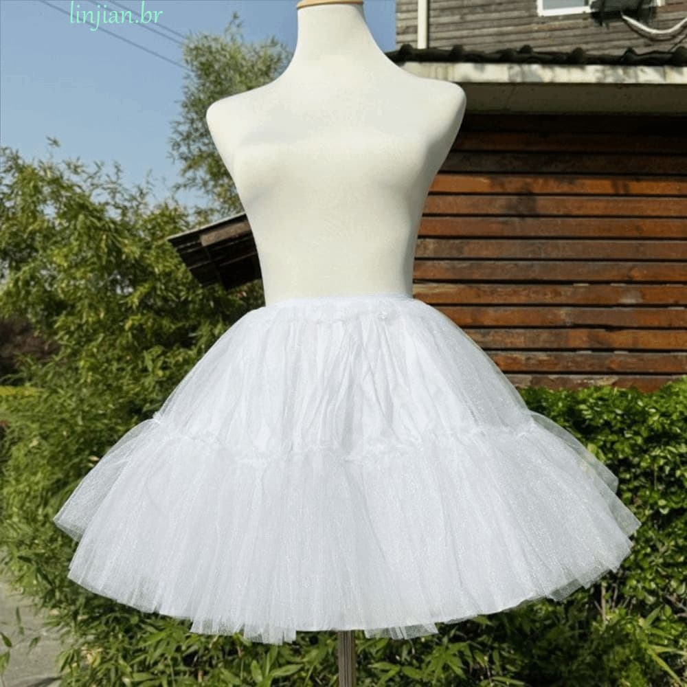 LINJIAN Lolita Anágua , Cintura Elástica Malha Macia Crinolina Underskirt , Design Desossado Vestido De Baile