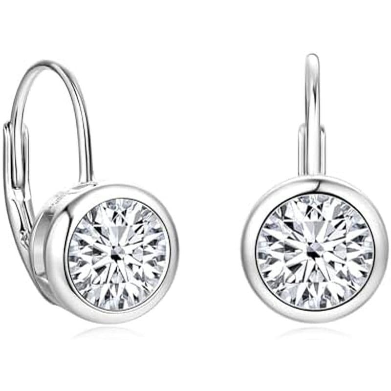 Brincos femininos de anel de alavanca de Moissanite, conjunto de moldura banhada a ouro 14K, brincos pendentes de diaman