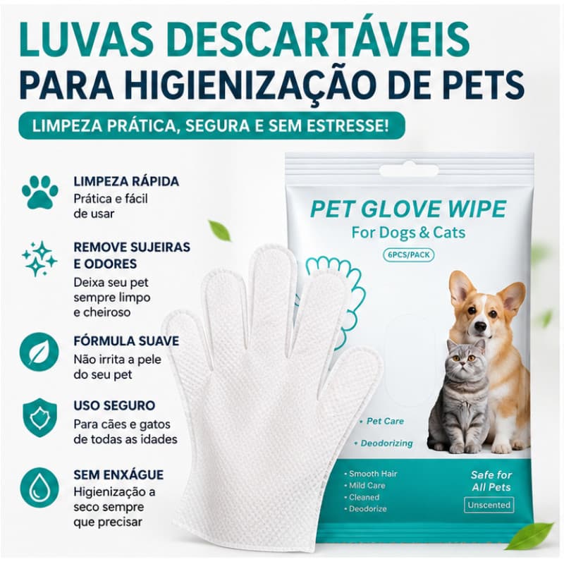 Luvas Descartáveis Para Higienização De Pets