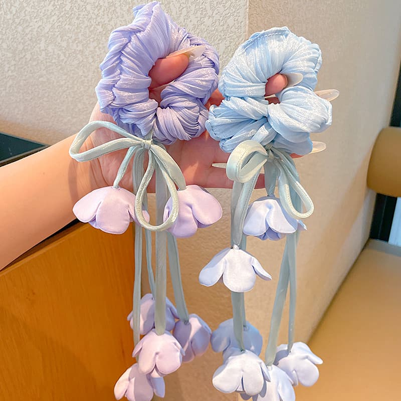 Crianças flor tulipa corda de cabelo meninas gravata bola cabeça intestino grande anel de cabelo princesa 2025 novo esti