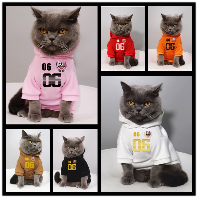 Carta americana Street Wear cão de estimação outono inverno roupas gatinho gato azul Muppet gato moletom com capuz
