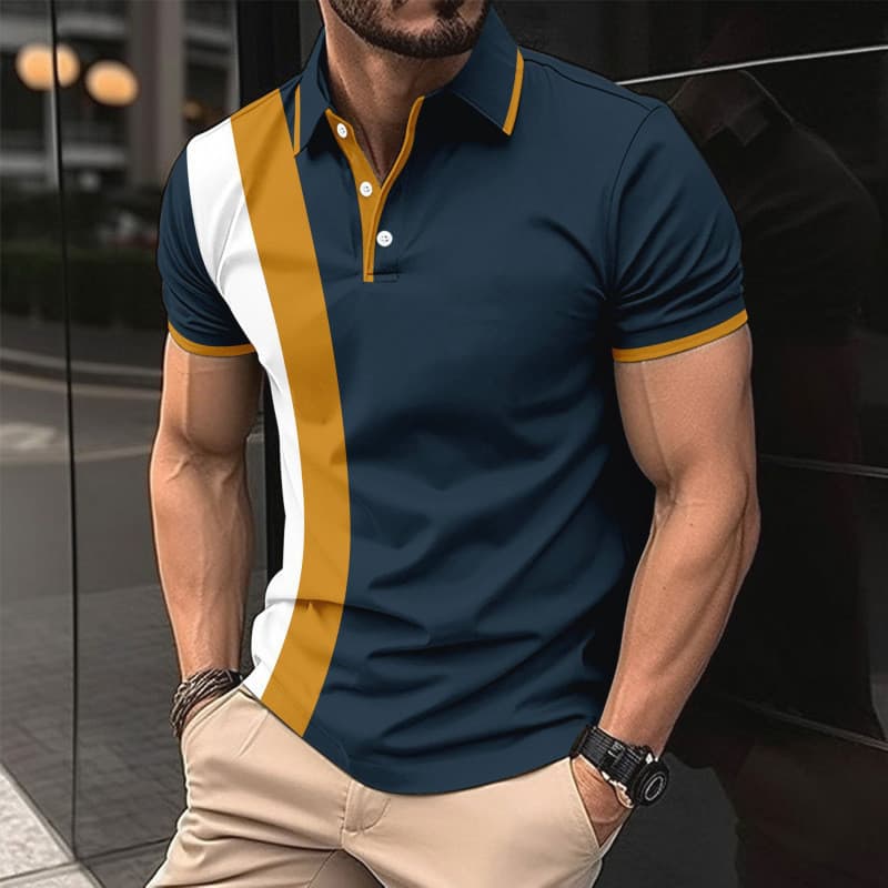 Moda casual simples camisa polo masculina de manga curta casual respirável confortável