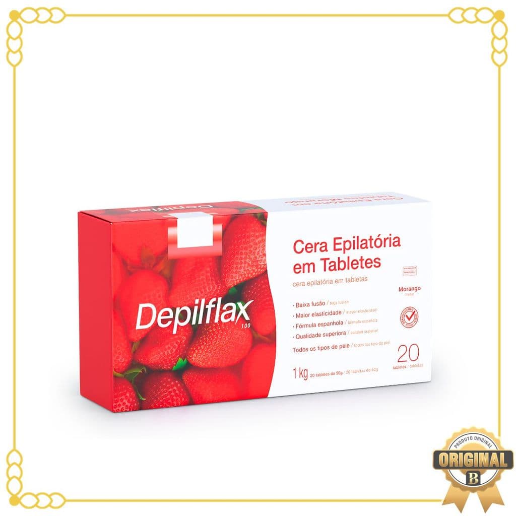 Cera Depilatória Quente Em Tablete Depilflax Morango 1Kg