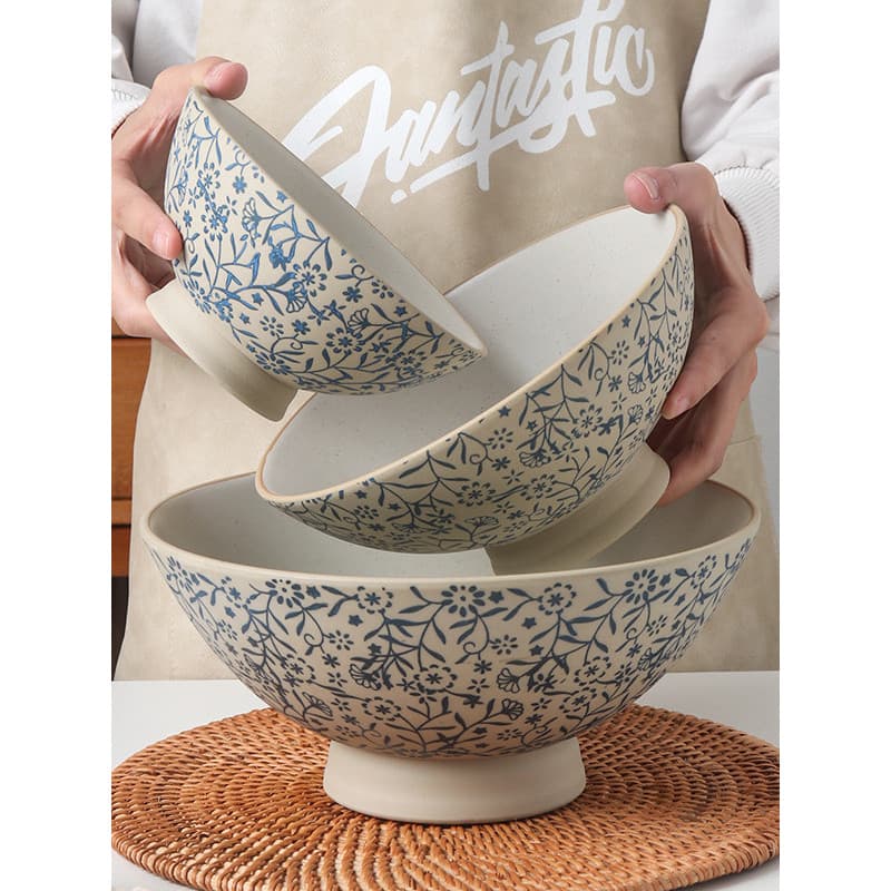 Japonês retro Ramen tigela restaurante comercial utensílios de mesa chapéu tigela de sopa doméstica chinês retro grés ti