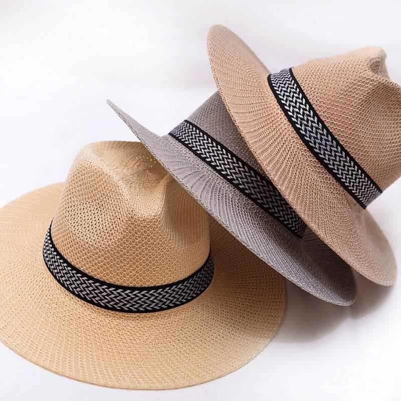 Chapéu de palha masculino chapéu de sol pesca ao ar livre de sol praia Casual legal chapéu moda topo estilo mascu