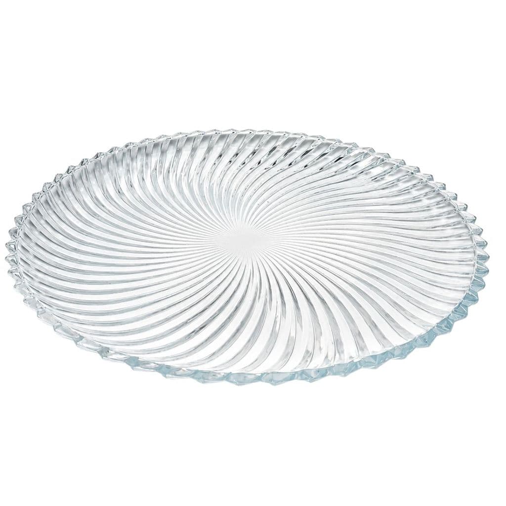 Prato de Vidro Trabalhado Grande 31cm para Bolo Torta Pudim