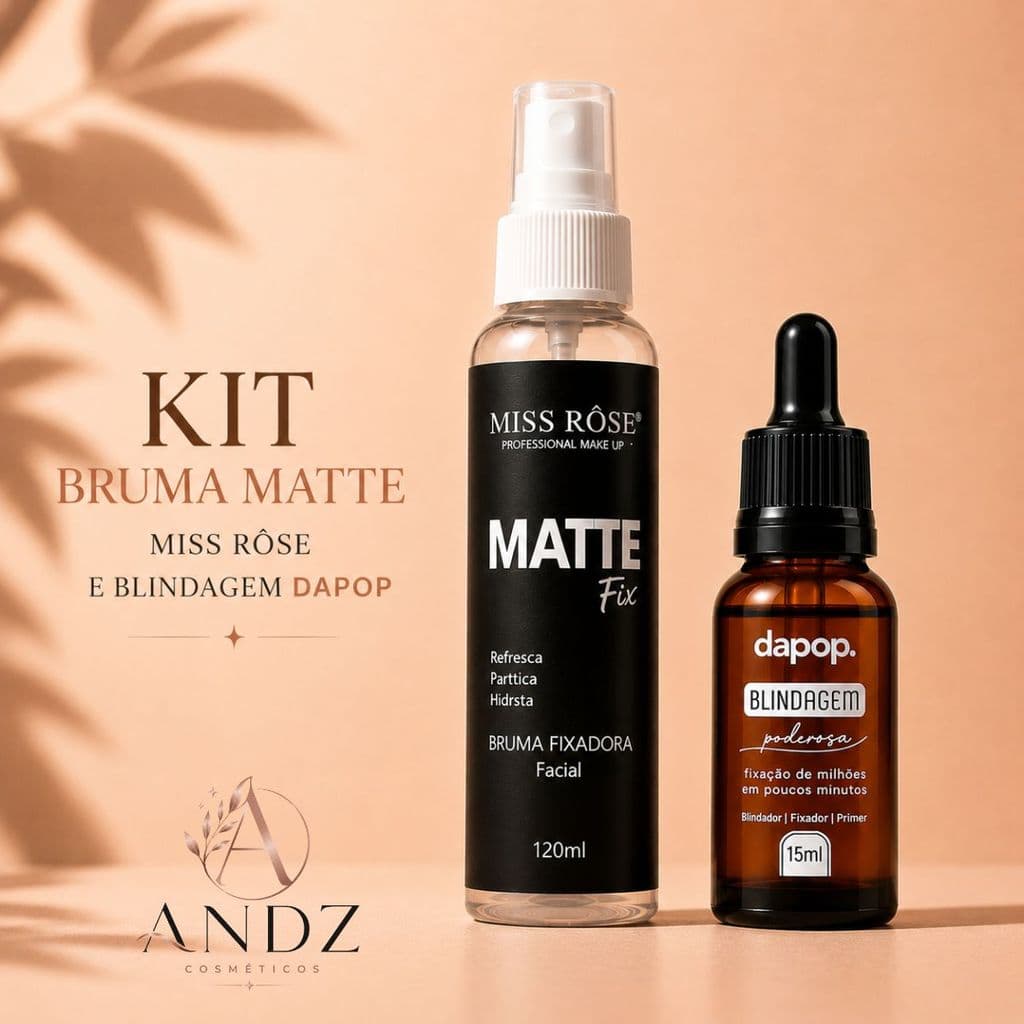 Kit Blindagem Dapop 15ml + Bruma Matte Miss Rose Fixador Controle Oleosidade