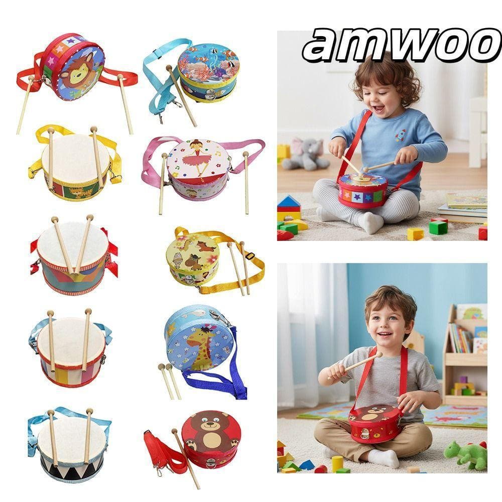 Brinquedo De Tambor De Percussão AMWOO , Infantil Com Padrão Animal Alça De Transporte , Material