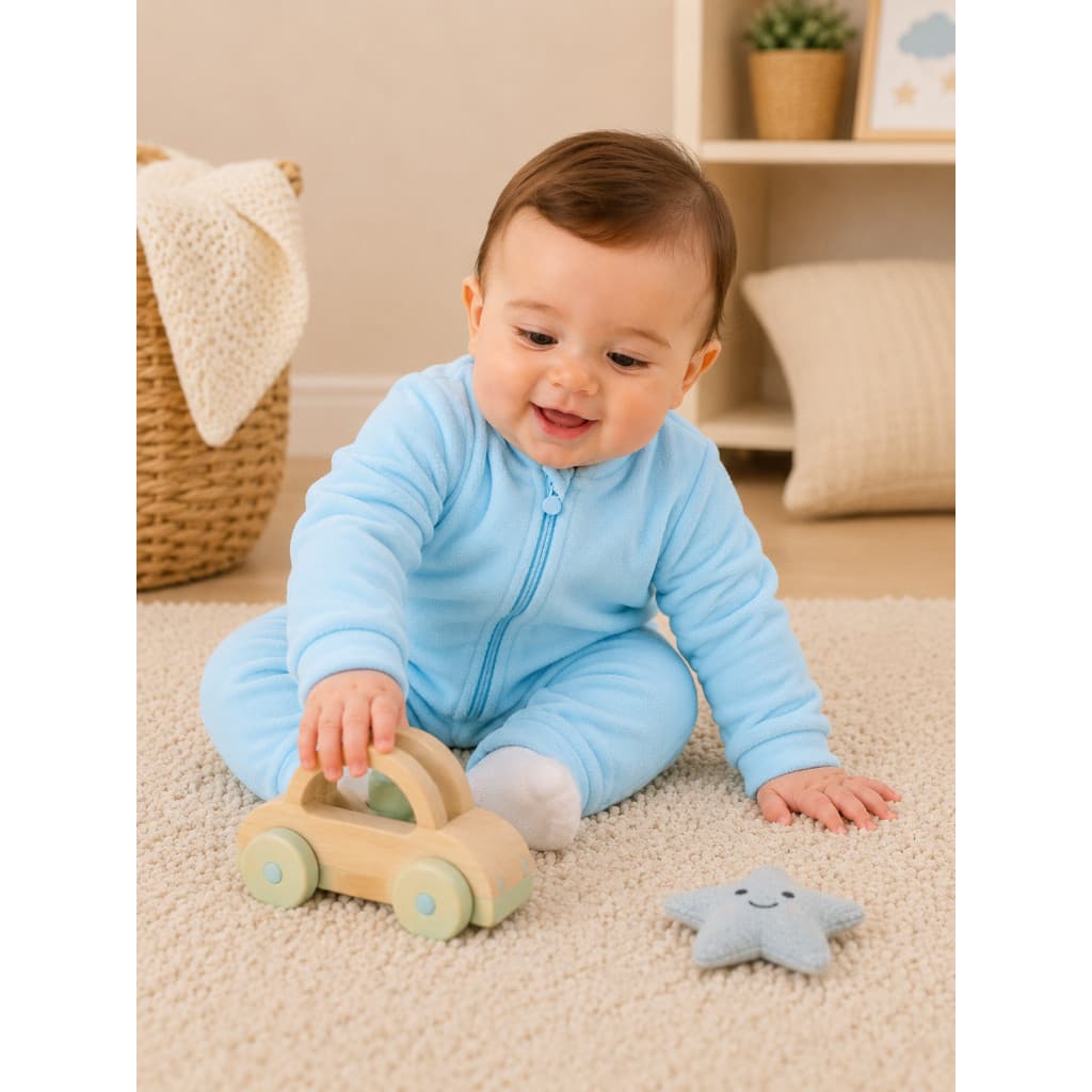 Macacao Pelucia Bebe Fleece Quentinho Tecido de Manta Coberta Ideal Para Inverno Fofo Liso Azul Bebê