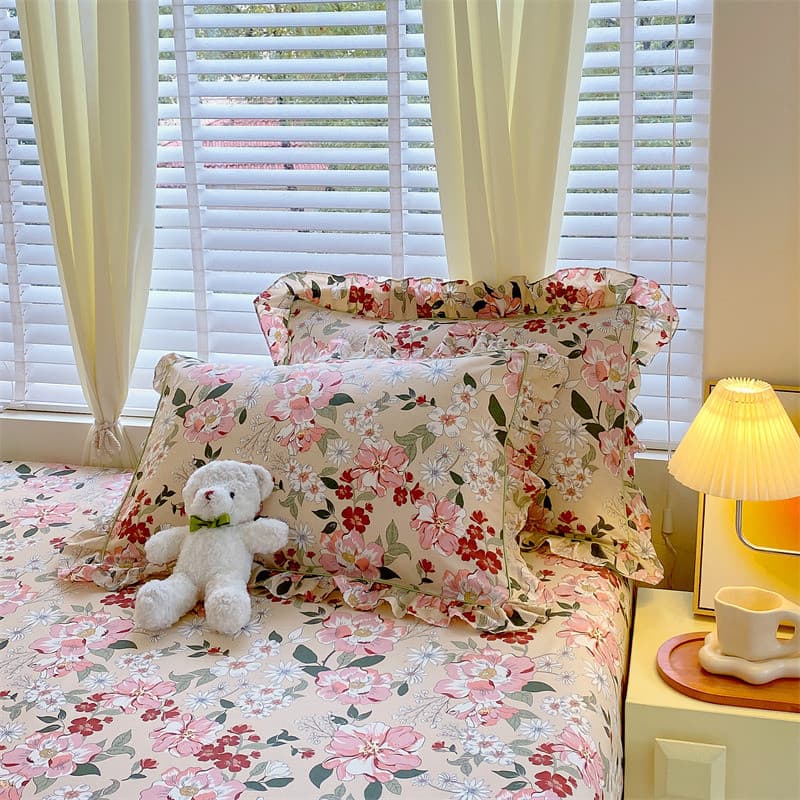 Coreano estilo princesa renda puro algodão fronha um par 48x74cm travesseiro núcleo forro capa único algodão Floral