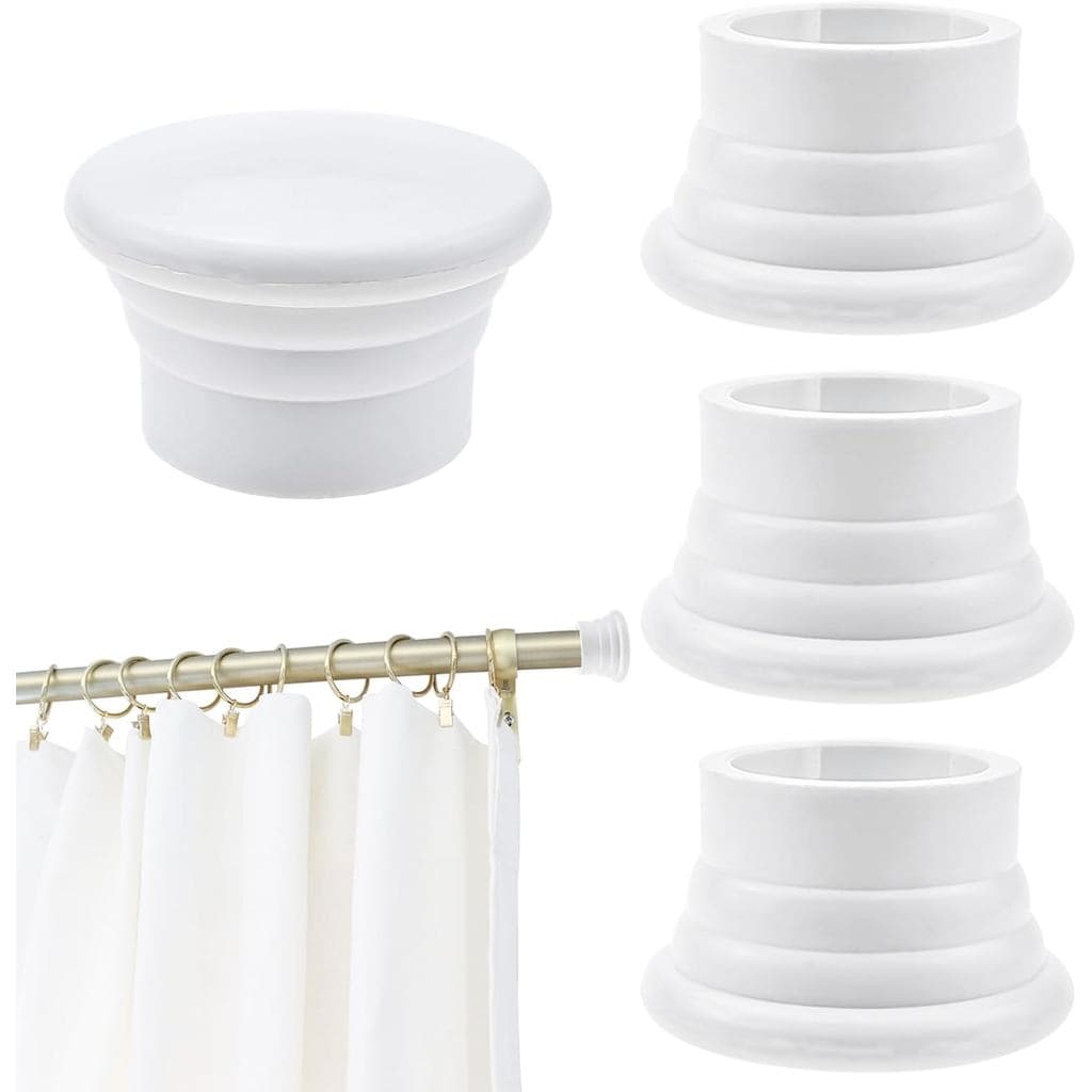 Conjunto de 4 Tampas de Plástico Branco para Varão de Cortina, Ponteiras Decorativas para Varões de Cortina com Diâmetro