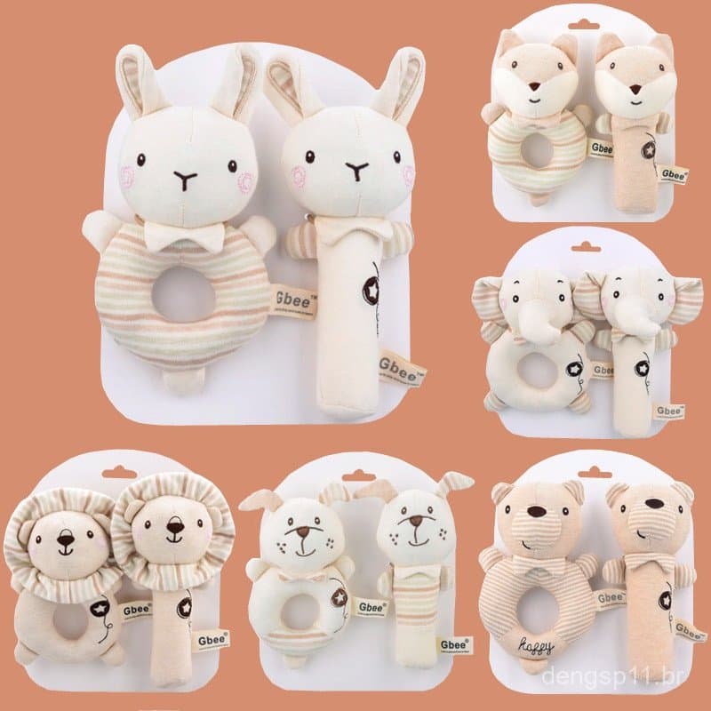 Brinquedos para bebês de 0 a 1 ano: chocalhos para bebês/chocalhos de mão em algodão orgânico/brinquedos calmantes para