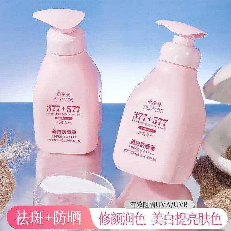 Iroman 377 + 577 Protetor solar clareador 300ml Loção protetor solar de grande capacidade Proteção ultravioleta Protetor